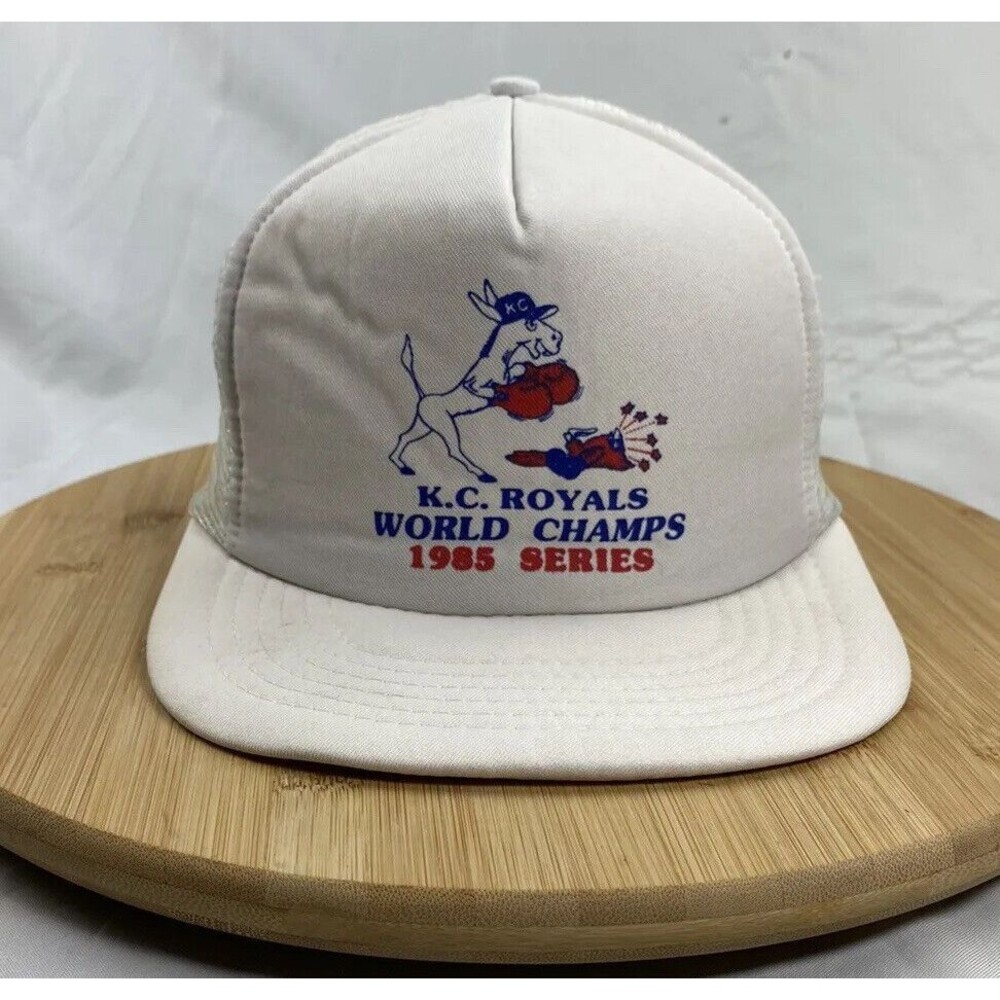 Vintage Kansas City Royals Hat 1985 WORLD SERIES CHAMPS TRUCKER HAT  Rare Cap